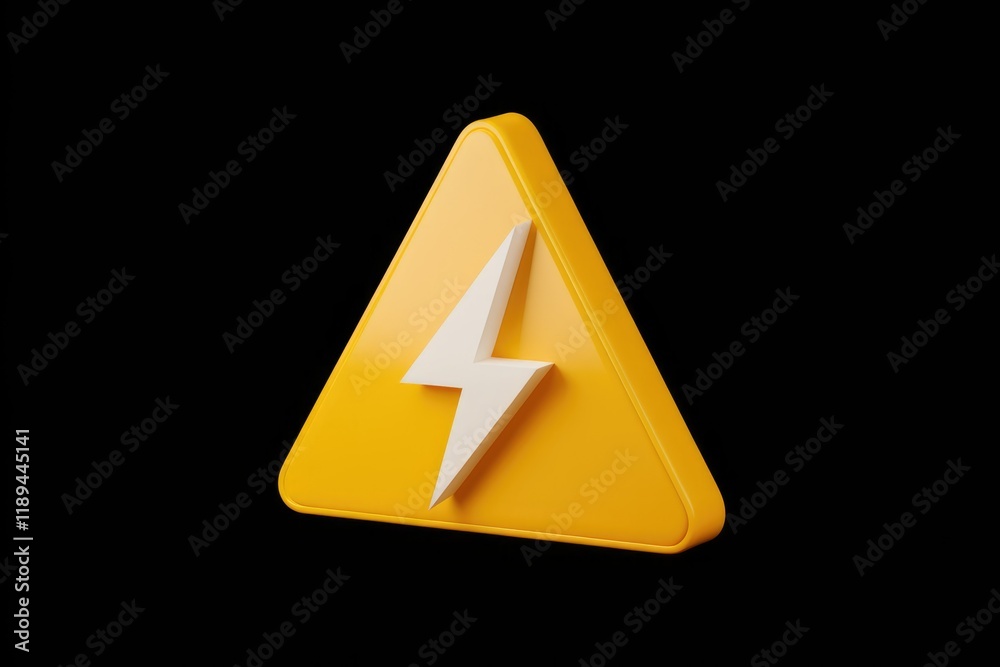 Poster a yellow triangular warning sign with a white lightning bolt symbolizes high voltage electrical haza