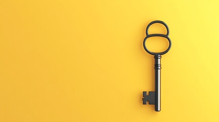 Secure Essence: Abstract Symbol of a Key and Lock Isolated on a Solid Background