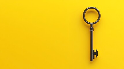 Secure Essence: Abstract Symbol of a Key and Lock Isolated on a Solid Background