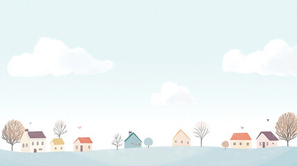 Colorful houses lined along a gentle hillside under a clear sky during a tranquil day