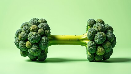 Hantel aus Brokkoli - Symbol f&uuml;r vegane Fitness