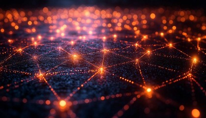 Fototapeta premium A futuristic 3D map of a digital network, with glowing lines and interconnected nodes representing data flow, 3D Network Connections Map