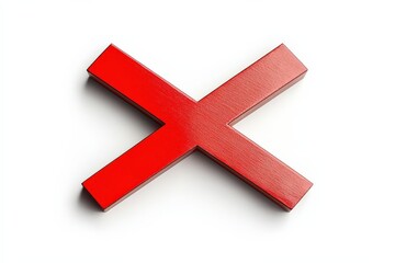 Obraz premium a wooden red x symbol against white background