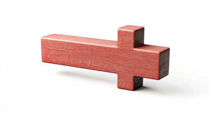 red wooden plus sign against white background