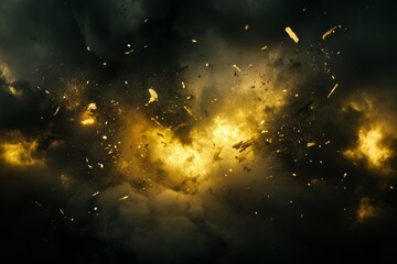 smoke illuminated with yellow light on a black background