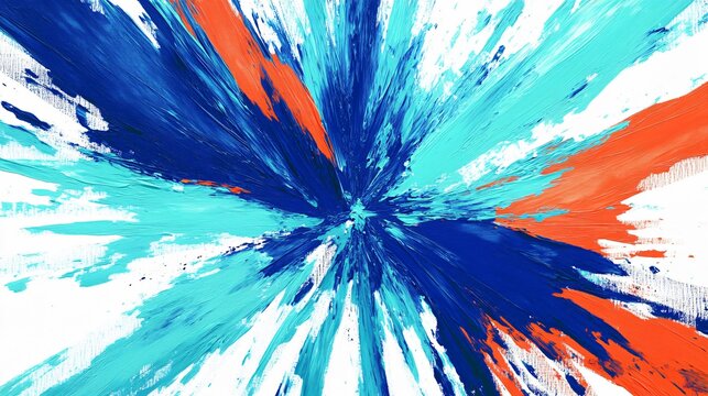 Abstract Blue Orange Teal Burst Paint Splatter Texture