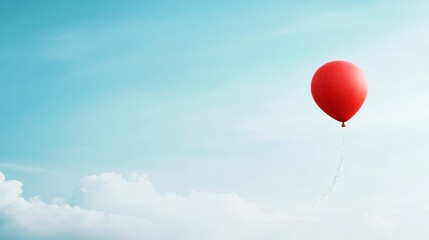 Obraz premium Red balloon floating in a blue sky