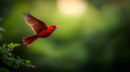 Red Cardinal Bird in Flight