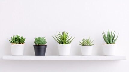 Fototapeta premium Succulent Plants on a White Shelf