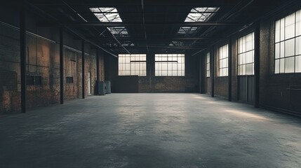 Industrial Warehouse: Spacious, Dark, and Atmospheric Interior