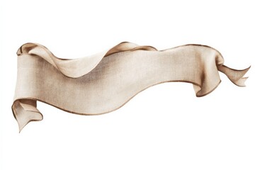 Obraz premium a beige fabric ribbon banner on white background
