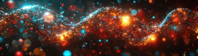 Obraz premium Abstract Energy Wave with Vibrant Particles in Motion - A Dynamic Visual Experience