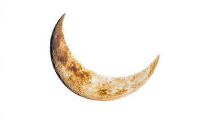 Close up view of a crescent moon against white