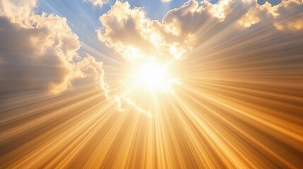 Obraz premium Heavenly Golden Rays Sunburst Through Clouds