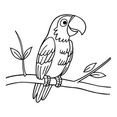 parrot sitting on branch vector illustration
