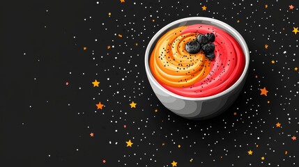 Whimsical smoothie bowl icon with playful dots and stars
