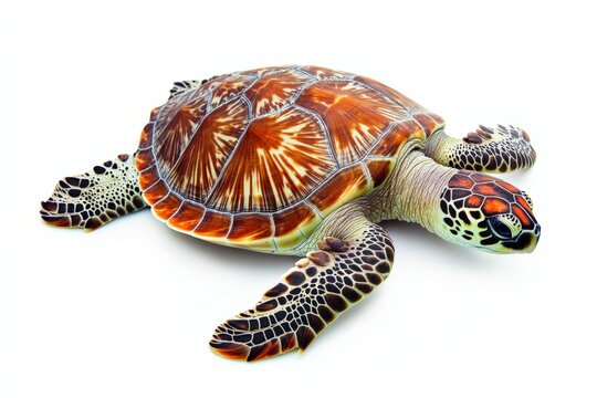 a sea turtle isolated on white