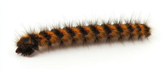 a hairy caterpillar with black and orange stripes