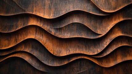 Abstract Wood Texture: Waves of Brown and Dark Hues