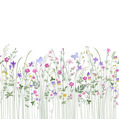 seamless floral border. meadow flowers.eps