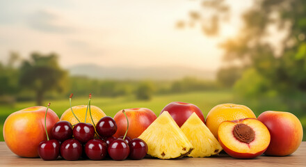 Fresh Summer Fruit Nectarines Pineapple Cherries Oranges