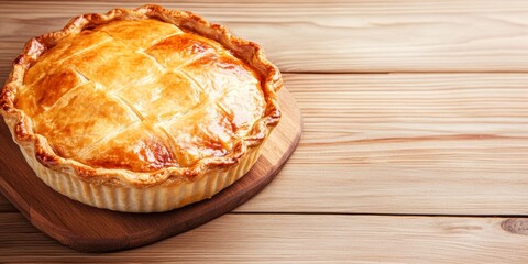 Golden Savory Pie on Rustic Wooden Tabletop 37