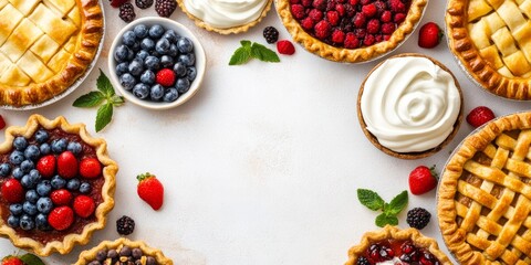 Assorted Mini Fruit Pies with Lattice Crusts and Berry Fillings for British Pie Week 3