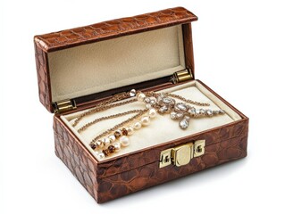 jewelry box with gold necklaces