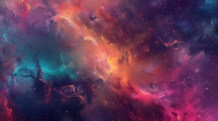 a surreal fantasy realm of abstract beauty and cosmic energy, with a blank space in the center for text, bold and dynamic colors against a celestial backdrop