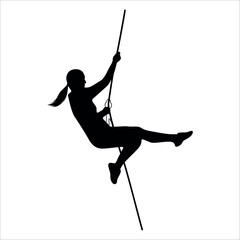 Climber Climbing in mountains silhouette vector illustration