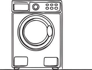 Simple Line Drawing of Washing Machine Vector Graphic