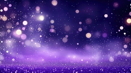 Glamorous purple sparkle background shimmers with glittering lights. Festive, magical. Perfect for celebration luxurious designs. Rich deep purple tone creates dazzling atmosphere. Sparkling, glowing