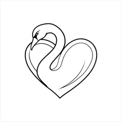 Swan Forming Heart Shape with Neck Vector Illustration