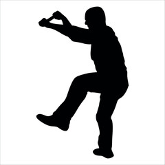 Climber Climbing in mountains silhouette vector illustration