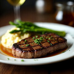 grilled steak with vegetables