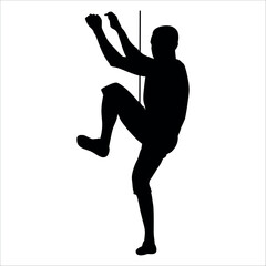 Climber Climbing in mountains silhouette vector illustration