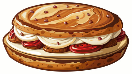 A gourmet cookie sandwich filled with cream, dessert focus, luxurious photo-realistic detail, rich textures, isolated on white background.