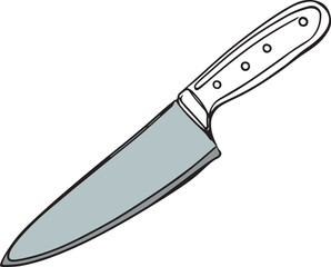 Minimalist Kitchen Knife Vector Illustration - Line Art Design