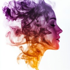 Fototapeta premium a profile of a face made of smoke on a white background