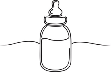 Baby Bottle Line Art Design in Vector Format