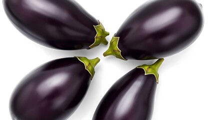 Four Glossy Eggplants: A Still Life Study