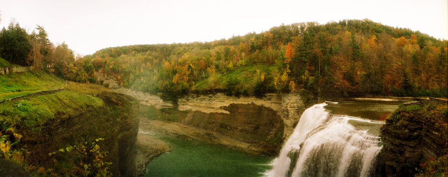Panoramic view of Letchworth State Park, East Finger Lakes Region, Upstate New York, New York State