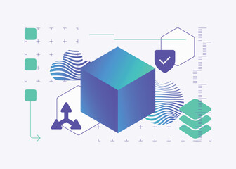 3D cube modern gradient technology illustration