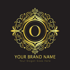 Letter Luxury brand logo design with a royal gold crown emblem and elegant typography

