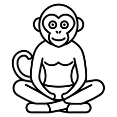 Obraz premium Vector art illustration of a meditating monkey