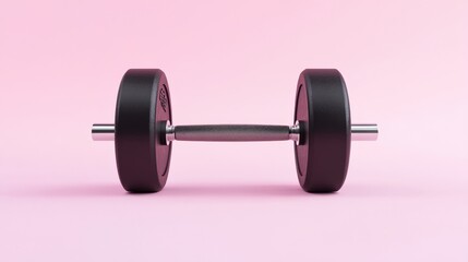 Obraz premium a black dumbbell on a pink background