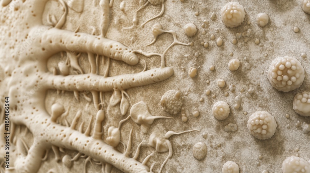 Poster close up view of microbial growth on everyday surfaces like door handles and smartphones. generative