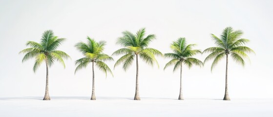 Obraz premium Five palm trees on white background