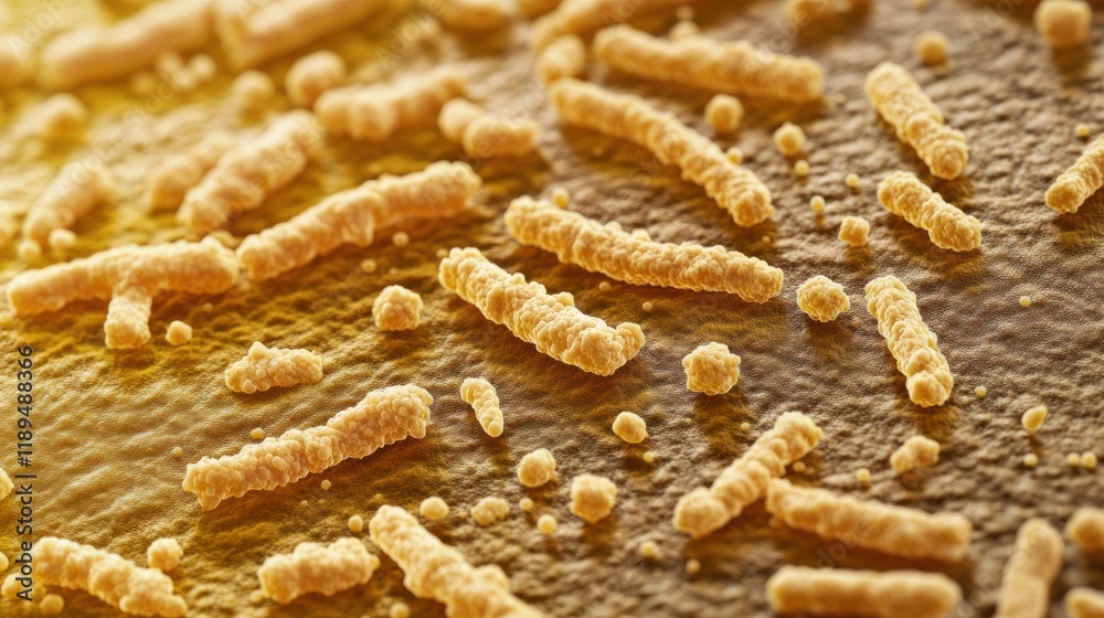 Poster close up view of microbes found on commonly touched surfaces like door handles and smartphones in an