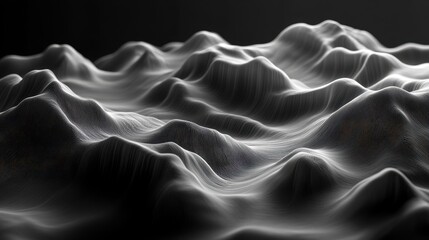 Obraz premium Abstract Black Background with Waves of Dark Lines and Depth